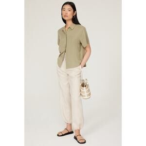 Samsoe Samsoe Mina Silver Sage Green Boxy Button Up Shirt Size Small